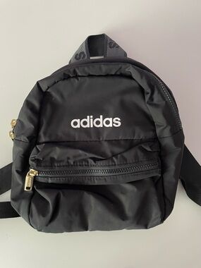 adidas Black Mini Backpack with Gold Accents